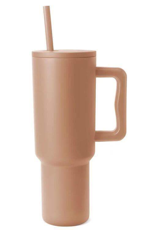 Monochromatic Stainless Steel Tumbler w/ Matching Straw in Camel One Size - Tumblers photo