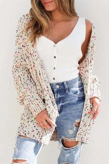 Multicolored Open Front Cardigan - SwagglyLife Home & Fashion