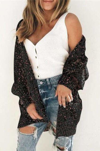 Multicolored Open Front Cardigan - SwagglyLife Home & Fashion