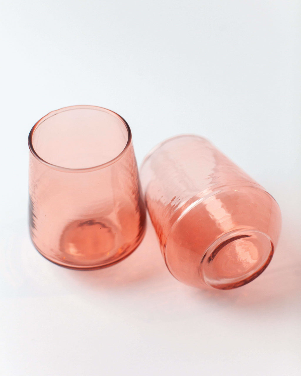 Pair of Hammered Glass Stemless Tumblers in Blush - Kitchen & Dining photo