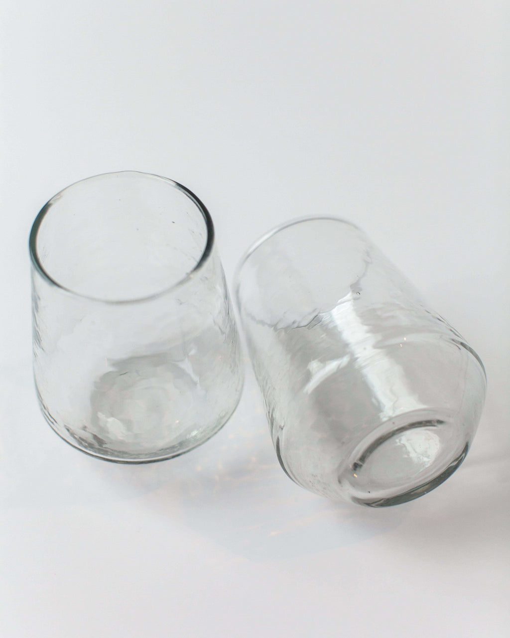 Pair of Hammered Glass Stemless Tumblers in Clear - Kitchen & Dining photo