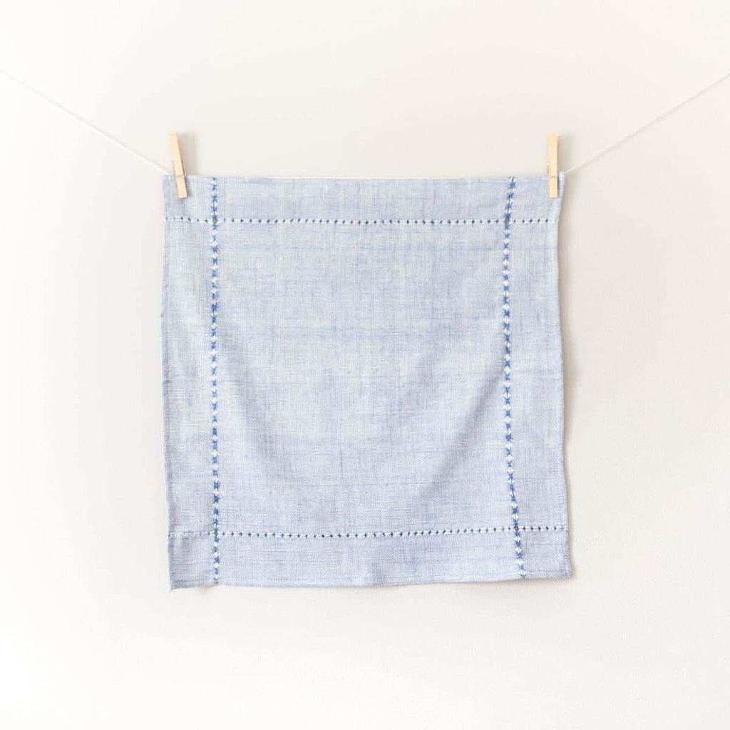 Pulled Cotton Napkins in Blue Set of 4 - Cloth Napkins photo
