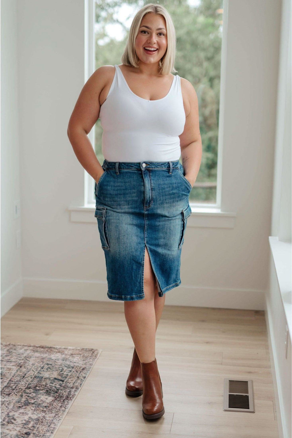 RISEN Always Be There Cargo Denim Skirt in - Skirts photo