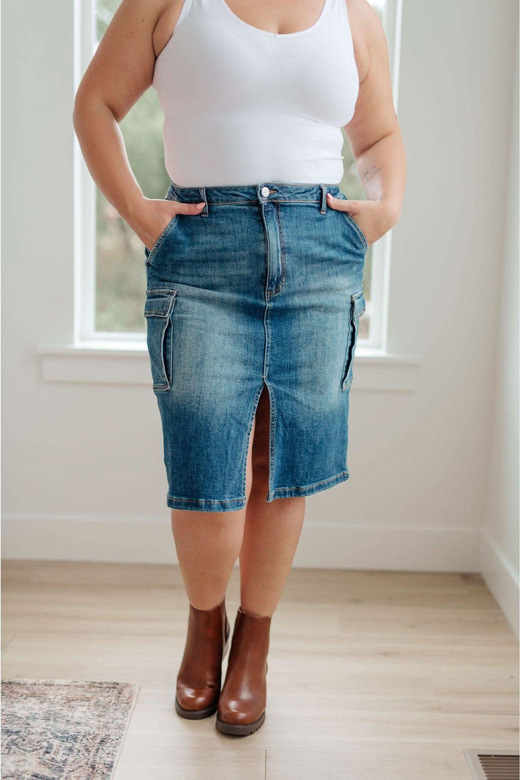 RISEN Always Be There Cargo Denim Skirt in - Skirts photo
