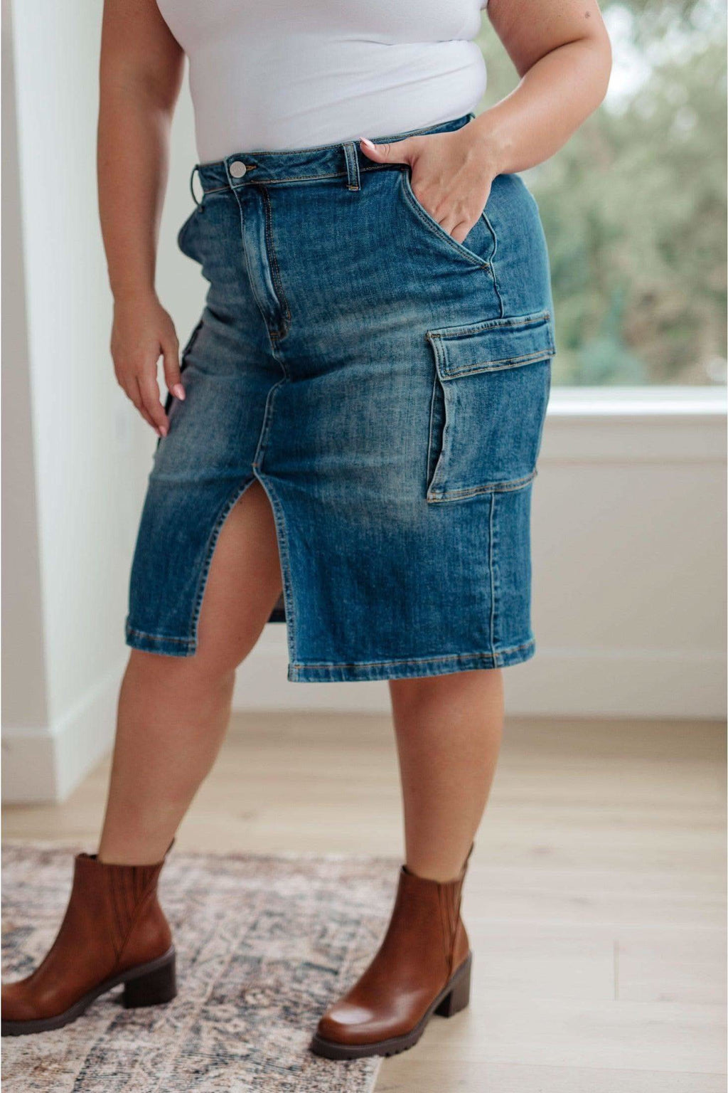 RISEN Always Be There Cargo Denim Skirt in - Skirts photo