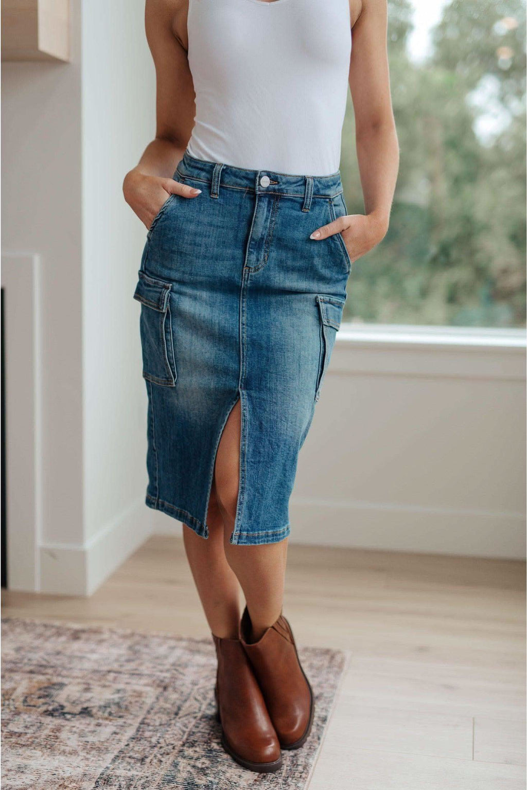 RISEN Always Be There Cargo Denim Skirt in - Skirts photo