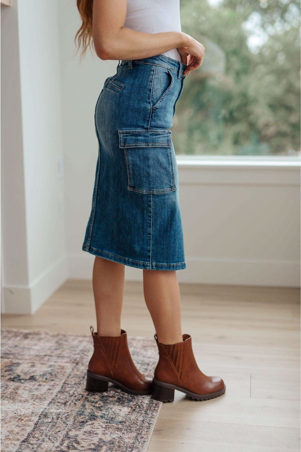 RISEN Always Be There Cargo Denim Skirt in - Skirts photo
