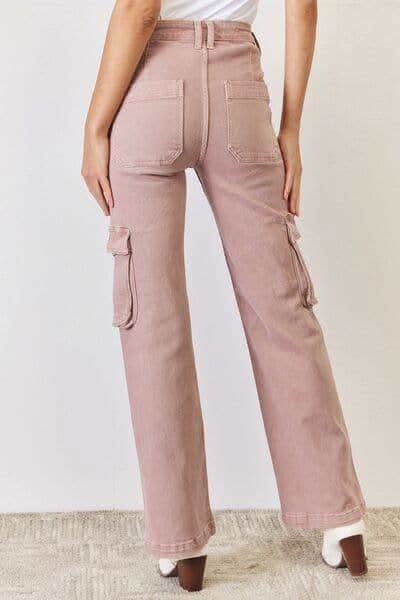 RISEN Full Size High Rise Cargo Wide Leg Jeans in - photo