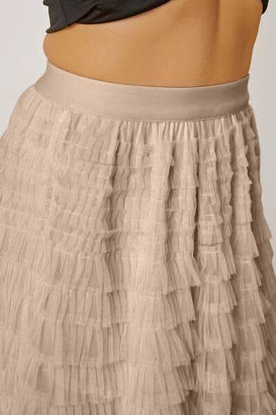 Ruched High Waist Tiered Skirt - SwagglyLife Home & Fashion