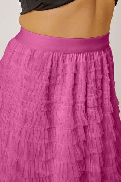 Ruched High Waist Tiered Skirt - SwagglyLife Home & Fashion