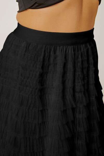 Ruched High Waist Tiered Skirt - SwagglyLife Home & Fashion