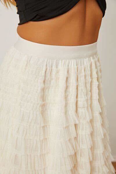 Ruched High Waist Tiered Skirt - SwagglyLife Home & Fashion