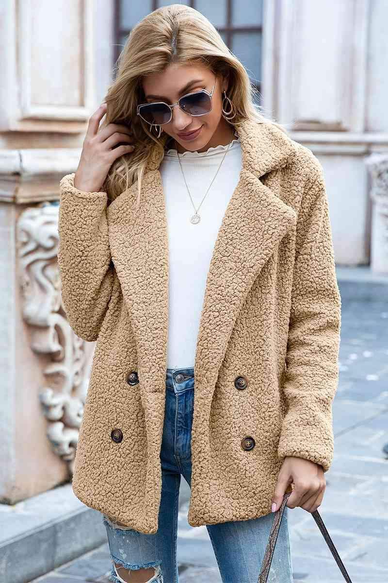 Sophia Lapel Collar Sherpa Coat - SwagglyLife Home & Fashion