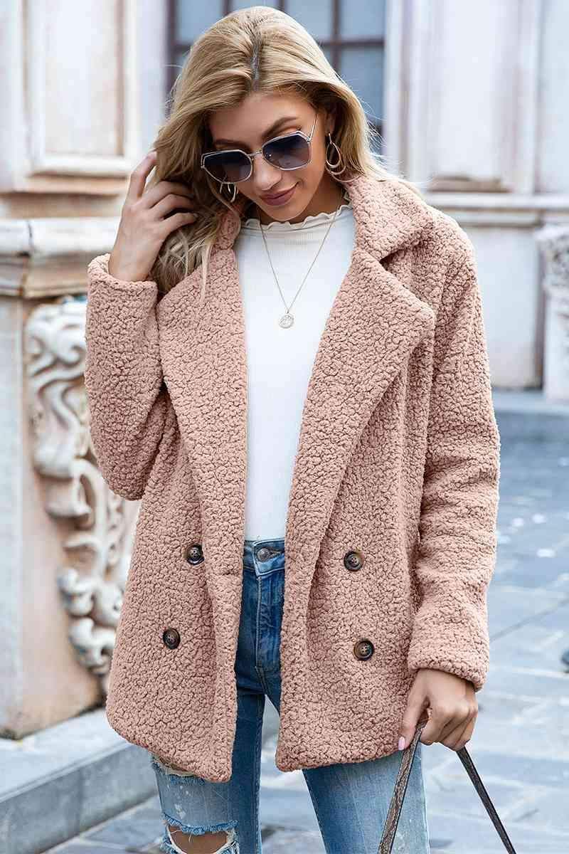 Sophia Lapel Collar Sherpa Coat - SwagglyLife Home & Fashion