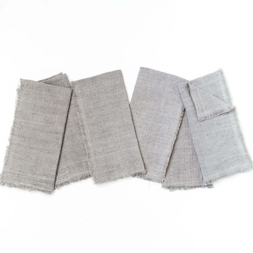 Stone Washed Linen Dinner Napkins in Oyster Set of 6 - Cloth Napkins photo