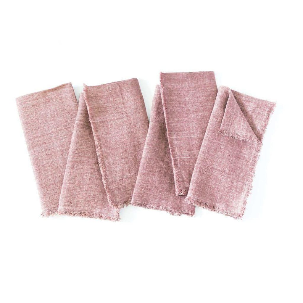 Stone Washed Linen Dinner Napkins in Ash Rose Set of 6 - Cloth Napkins photo