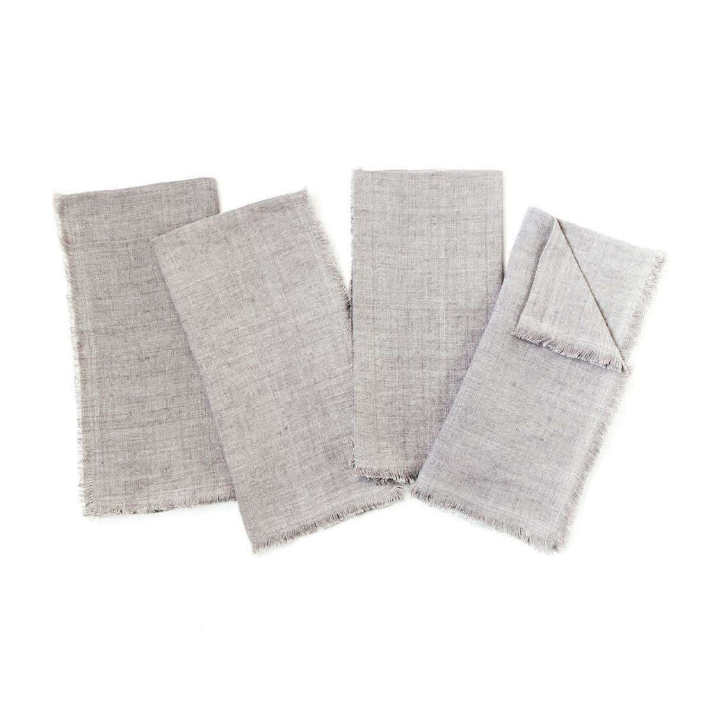 Stone Washed Linen Dinner Napkins in Oyster Set of 4 - Cloth Napkins photo