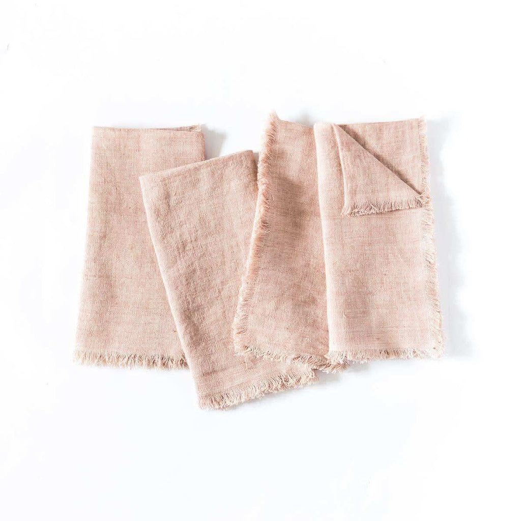 Stone Washed Linen Dinner Napkins in Blush Set of 4 - Cloth Napkins photo