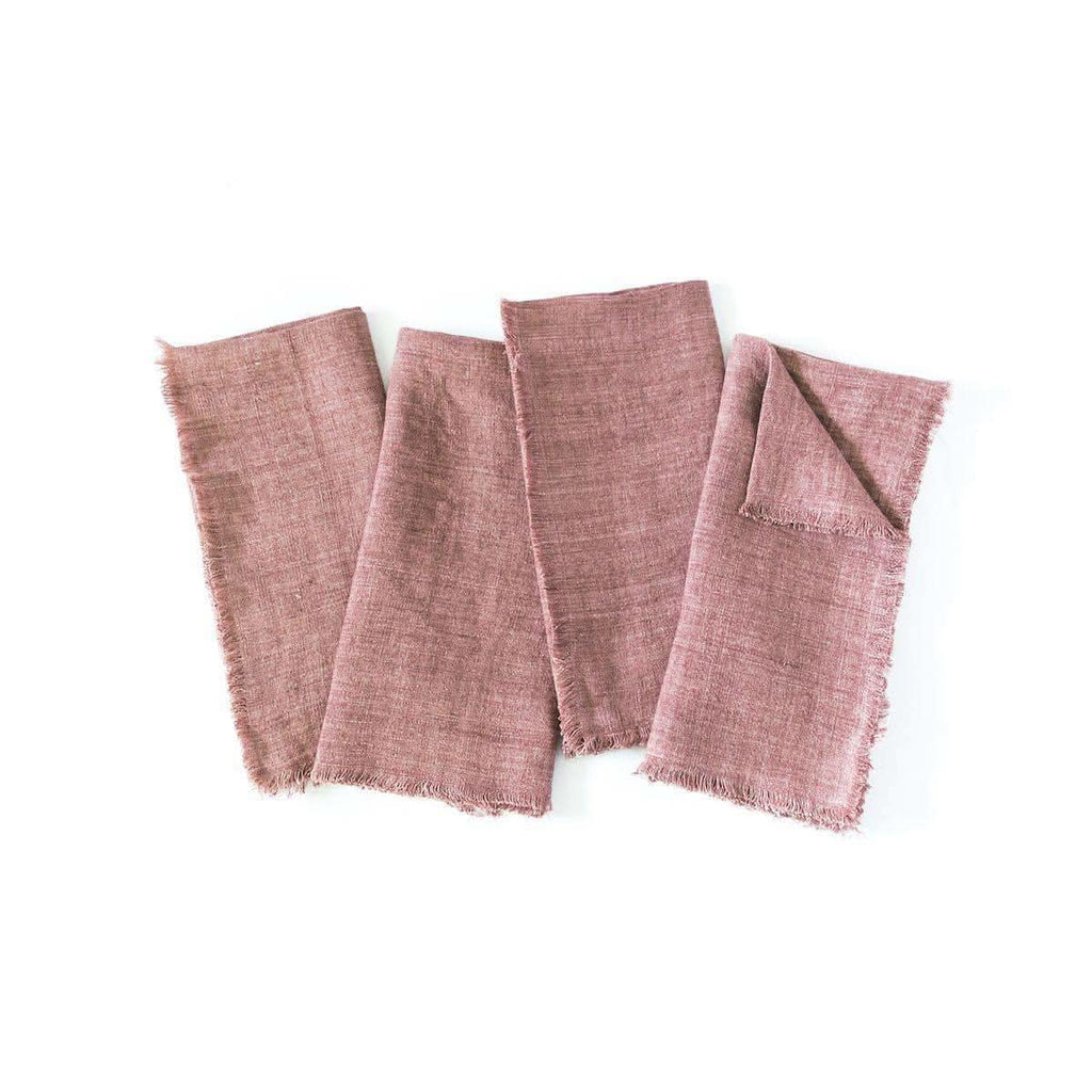 Stone Washed Linen Dinner Napkins in Ash Rose Set of 4 - Cloth Napkins photo