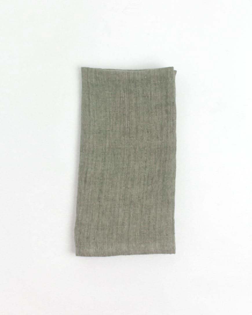 Stone Washed Linen Hemmed Dinner Napkins in Sage - Cloth Napkins photo