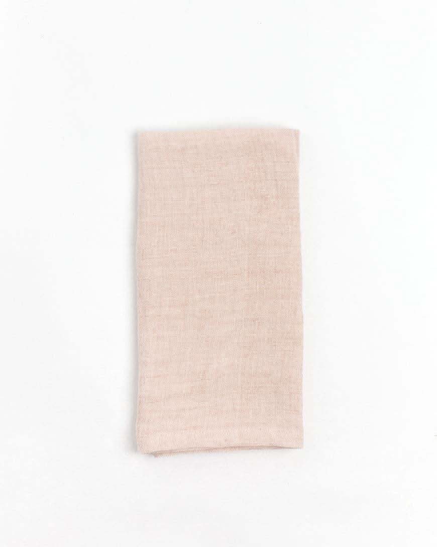 Stone Washed Linen Hemmed Dinner Napkins in Blush - Cloth Napkins photo