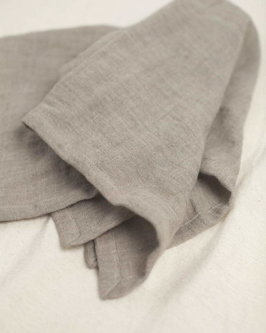 Stone Washed Linen Hemmed Dinner Napkins in Flax - Cloth Napkins photo