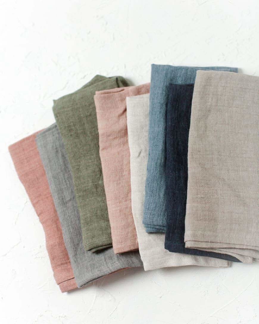 Stone Washed Linen Hemmed Dinner Napkins in - Cloth Napkins photo