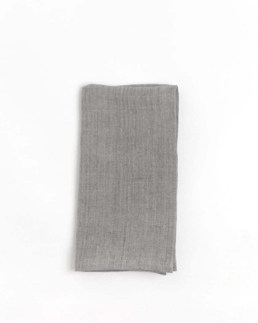 Stone Washed Linen Hemmed Dinner Napkins in Oyster - Cloth Napkins photo