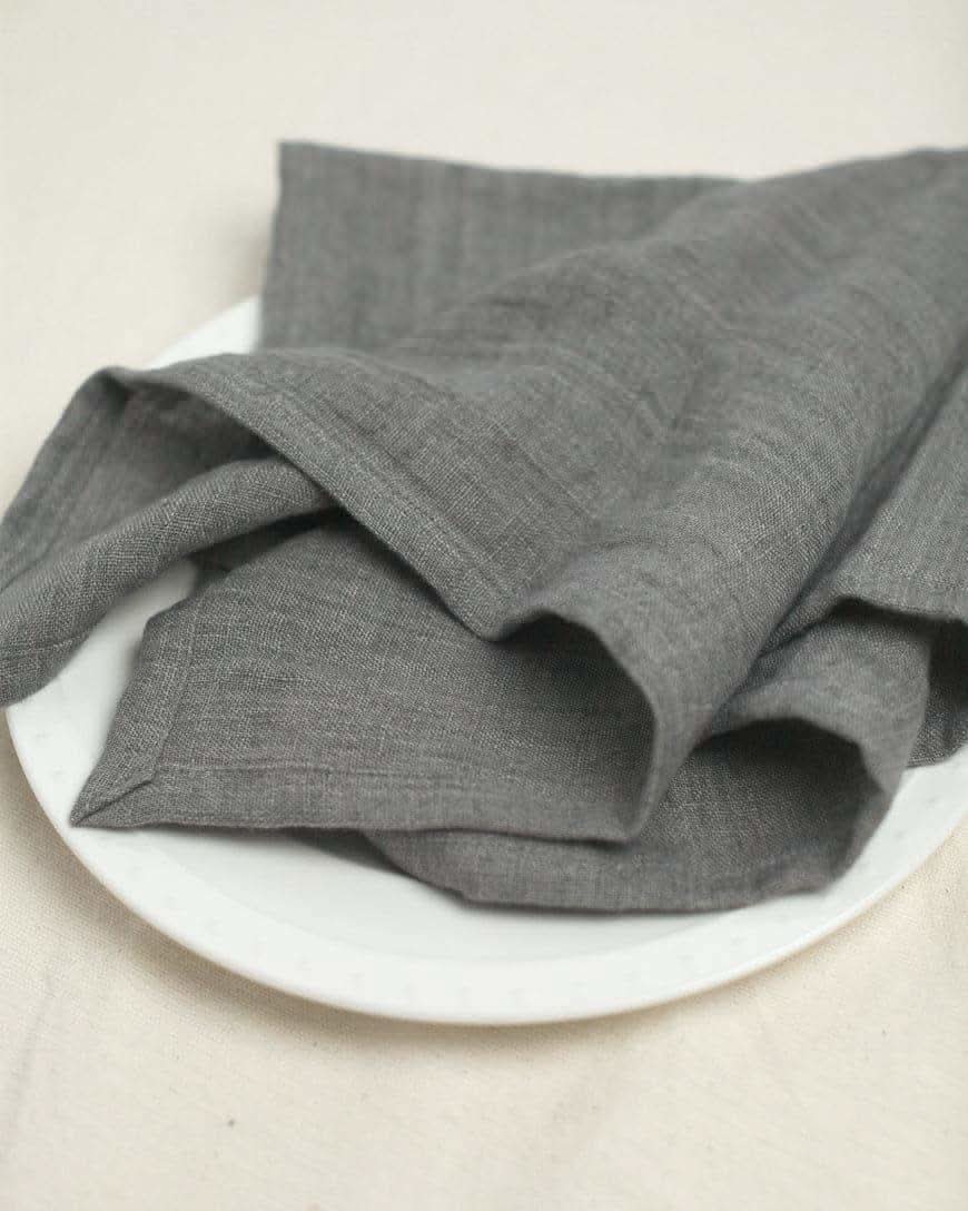 Stone Washed Linen Hemmed Dinner Napkins in - Cloth Napkins photo