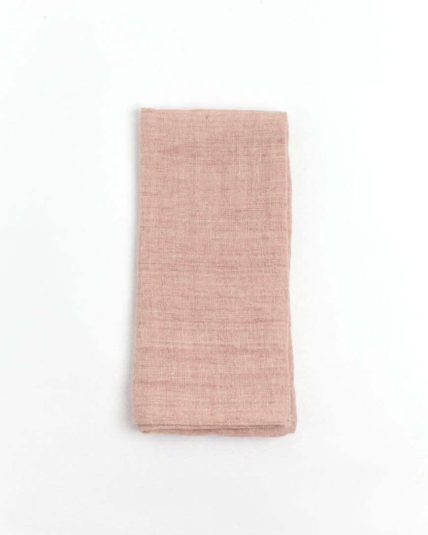Stone Washed Linen Hemmed Dinner Napkins in Cedar Rose - Cloth Napkins photo