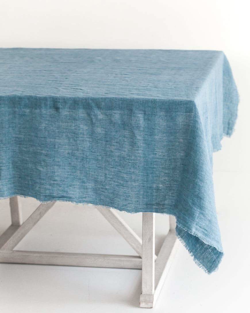 Stone Washed Linen Tablecloth in Denim - Tablecloths photo
