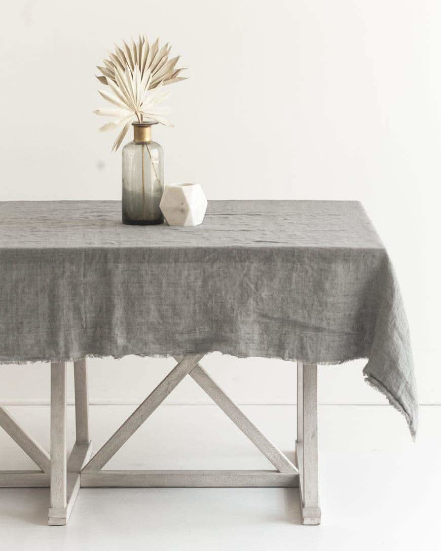 Stone Washed Linen Tablecloth in Oyster - Tablecloths photo