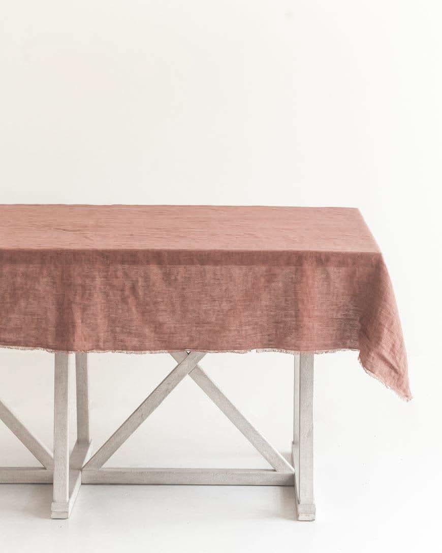 Stone Washed Linen Tablecloth in Ash Rose - Tablecloths photo