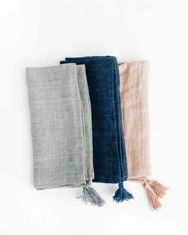 Stone Washed Linen Tasseled Napkins in - Cloth Napkins photo