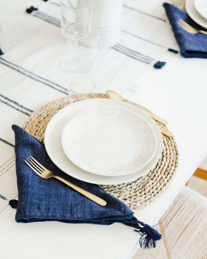 Stone Washed Linen Tasseled Napkins in - Cloth Napkins photo