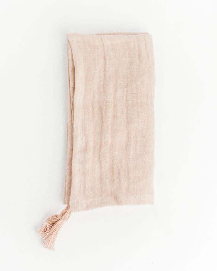 Stone Washed Linen Tasseled Napkins in Blush Single - Cloth Napkins photo