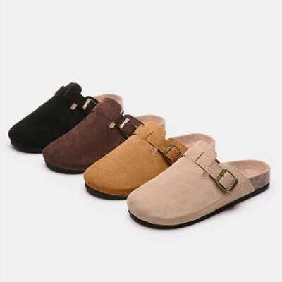 Suede Closed Toe Buckle Slide - SwagglyLife Home & Fashion