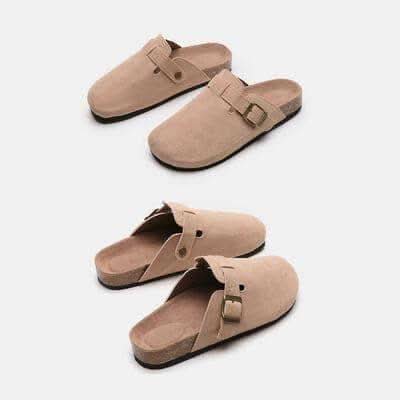 Suede Closed Toe Buckle Slide - SwagglyLife Home & Fashion
