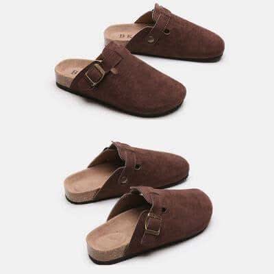 Suede Closed Toe Buckle Slide - SwagglyLife Home & Fashion