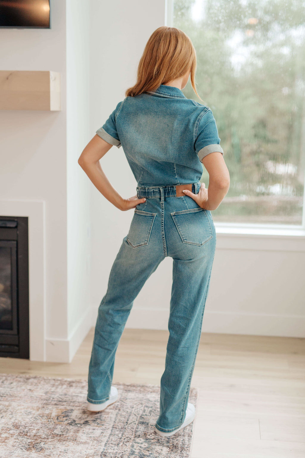 Sylvia Short Sleeve Denim Jumpsuit in - Womens photo