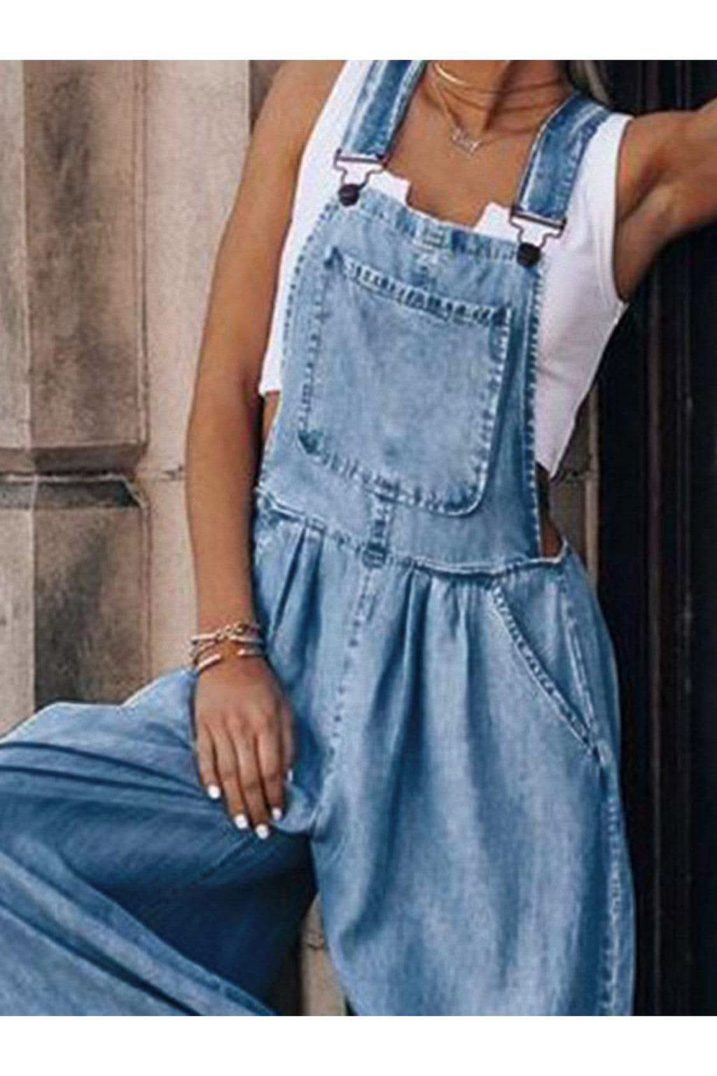 Take Me There Wide Leg Denim Overalls - SwagglyLife Home & Fashion