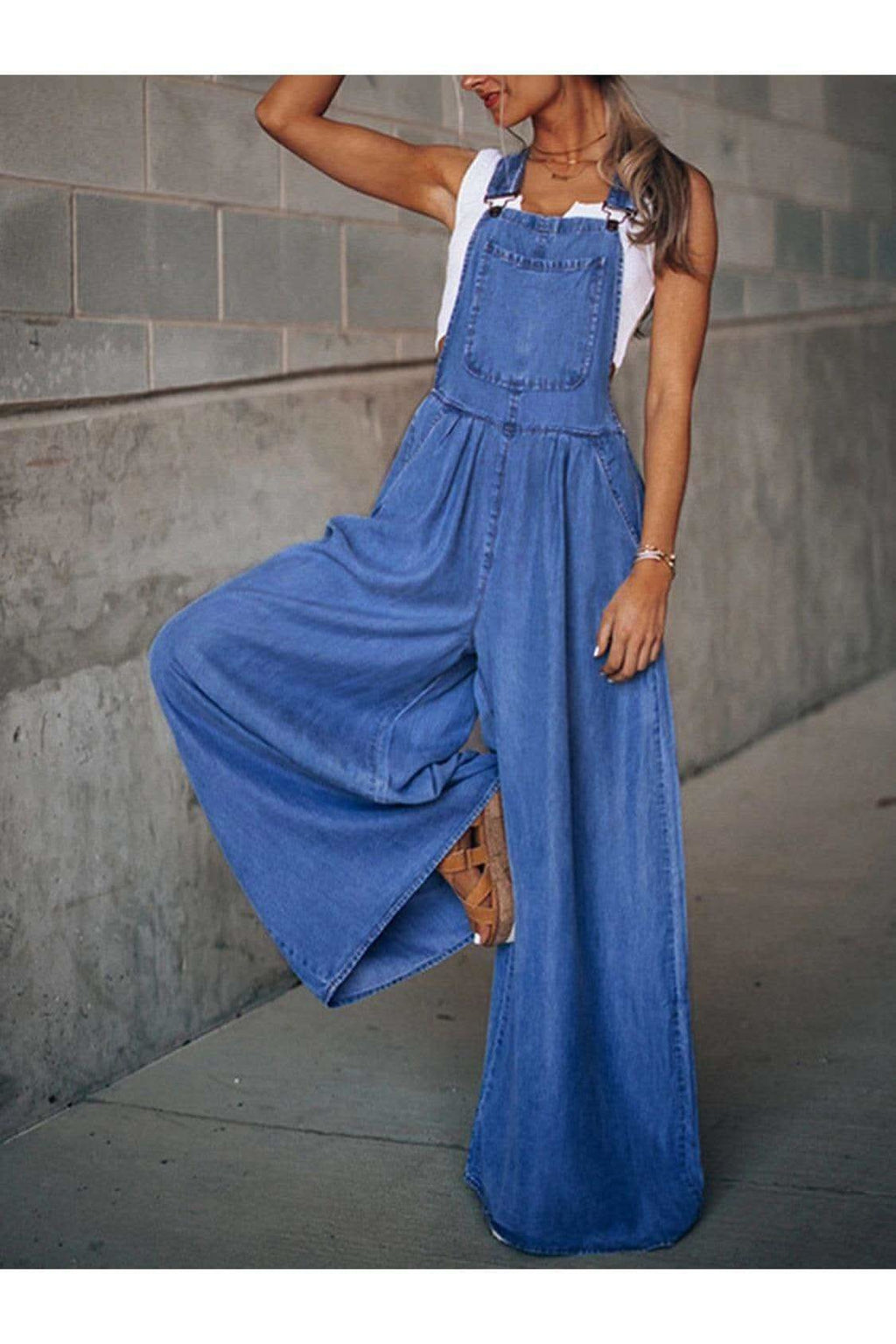 Take Me There Wide Leg Denim Overalls - SwagglyLife Home & Fashion