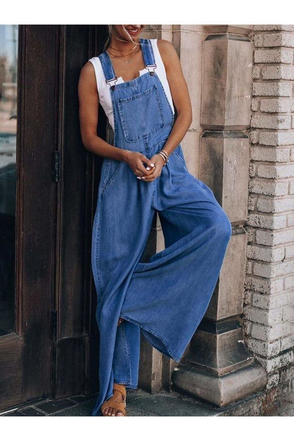 Take Me There Wide Leg Denim Overalls - SwagglyLife Home & Fashion