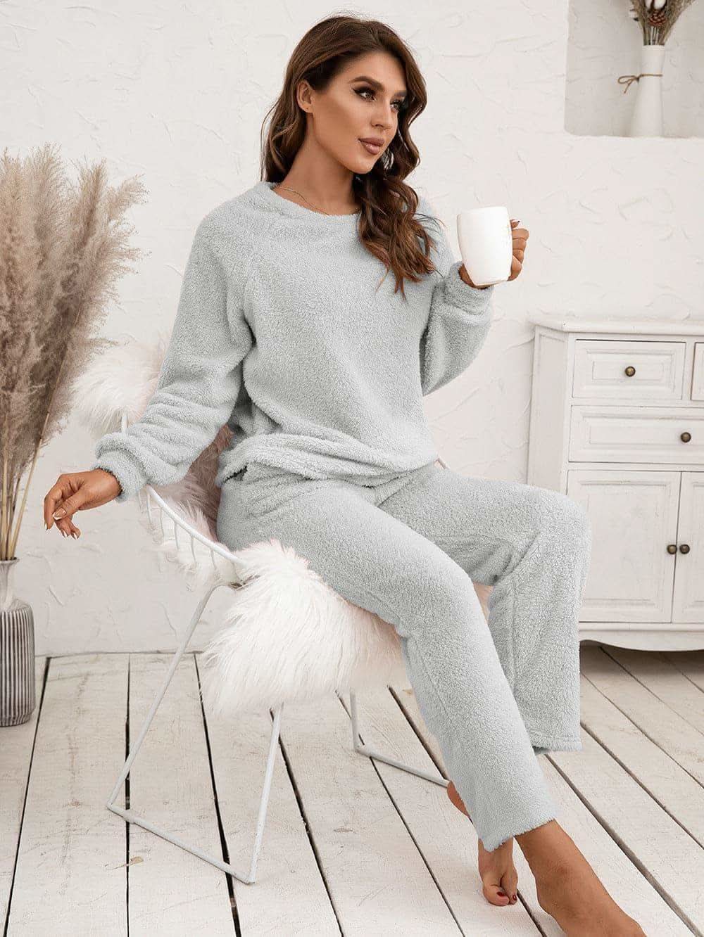 Teddy Long Sleeve Top and Pants Lounge Set in - photo