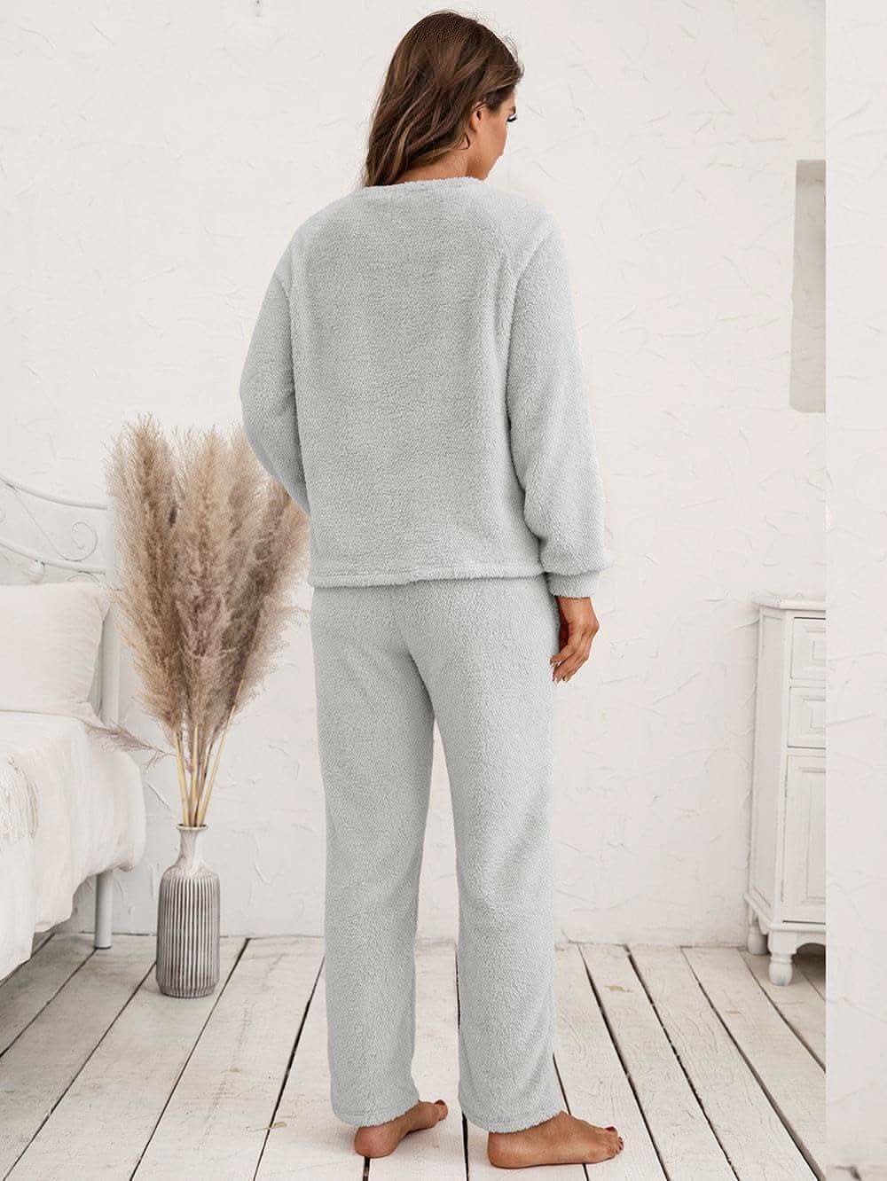 Teddy Long Sleeve Top and Pants Lounge Set in - photo