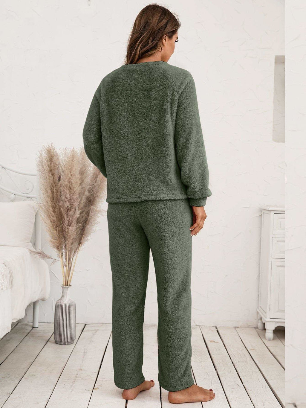 Teddy Long Sleeve Top and Pants Lounge Set in - photo