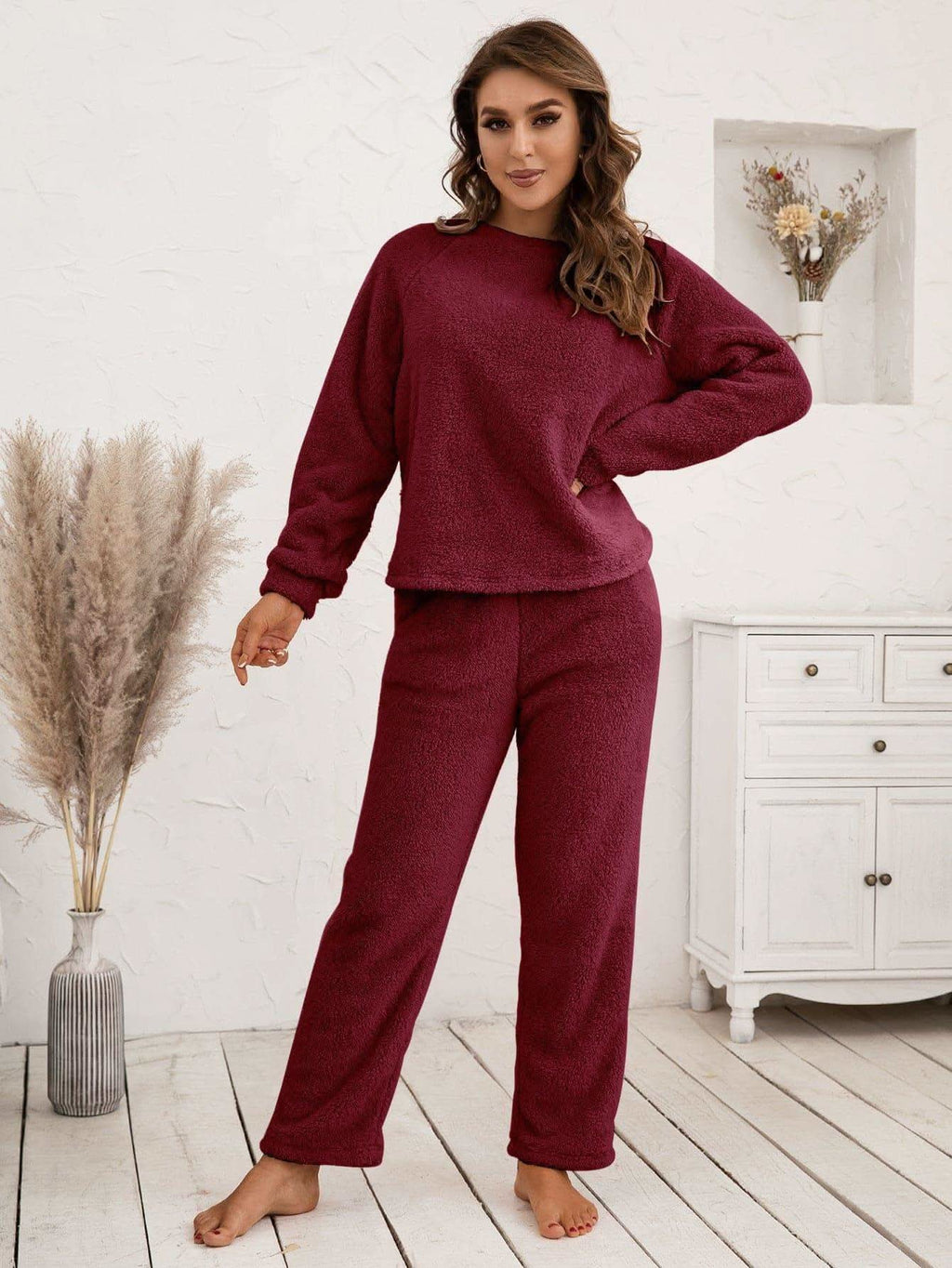Teddy Long Sleeve Top and Pants Lounge Set in - photo