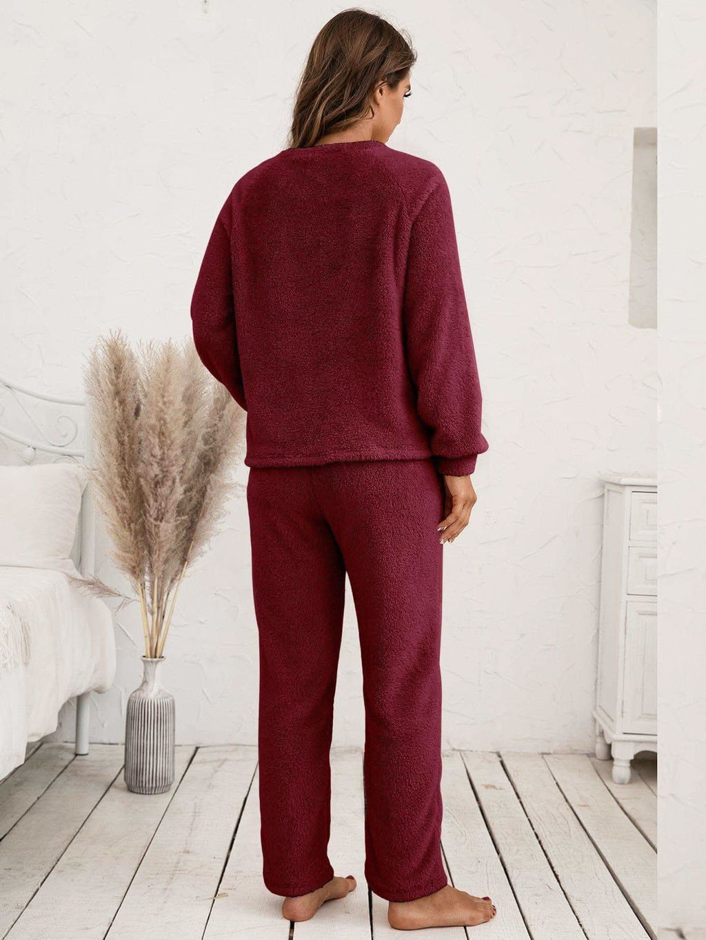 Teddy Long Sleeve Top and Pants Lounge Set in - photo