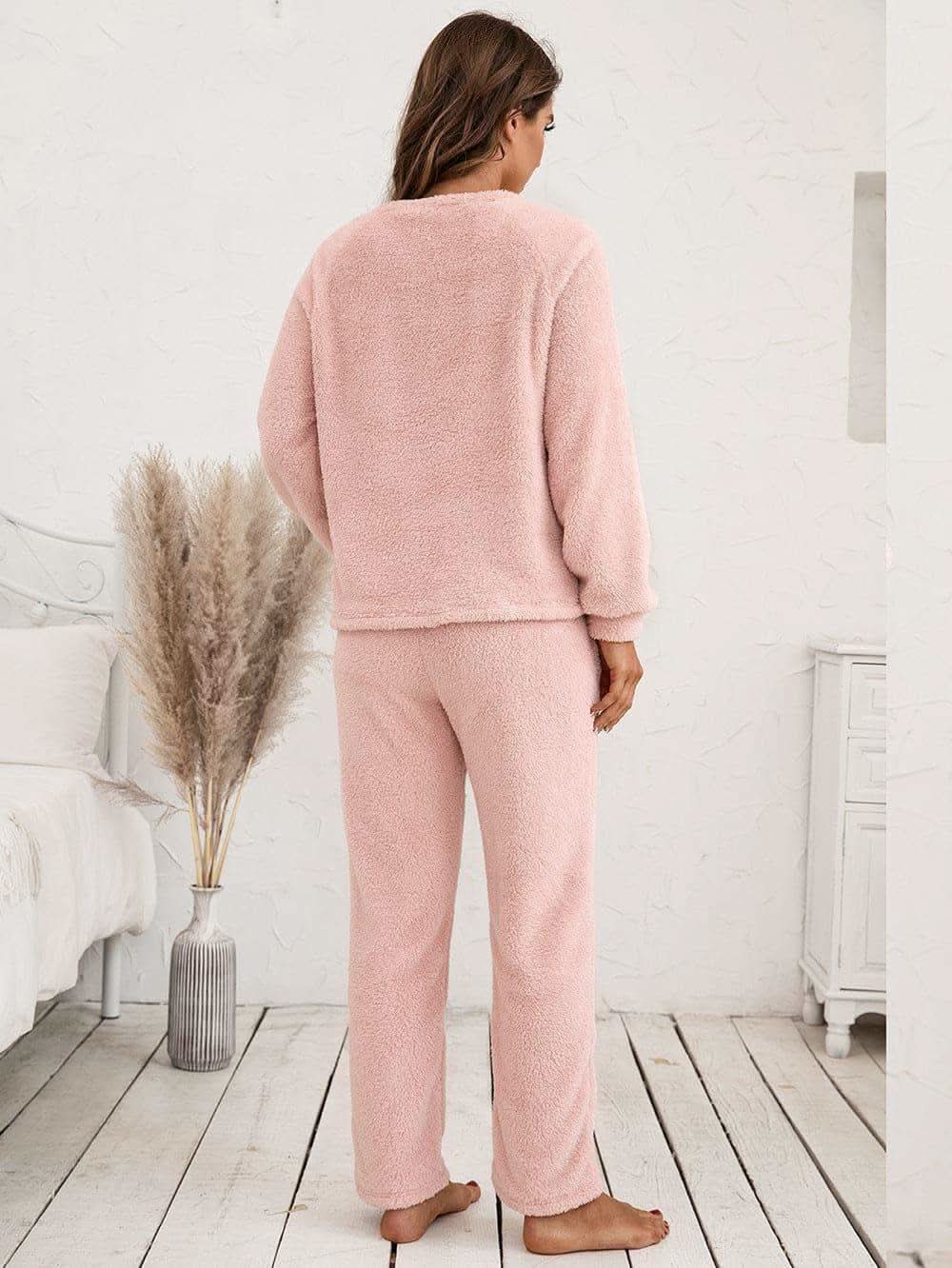 Teddy Long Sleeve Top and Pants Lounge Set in - photo