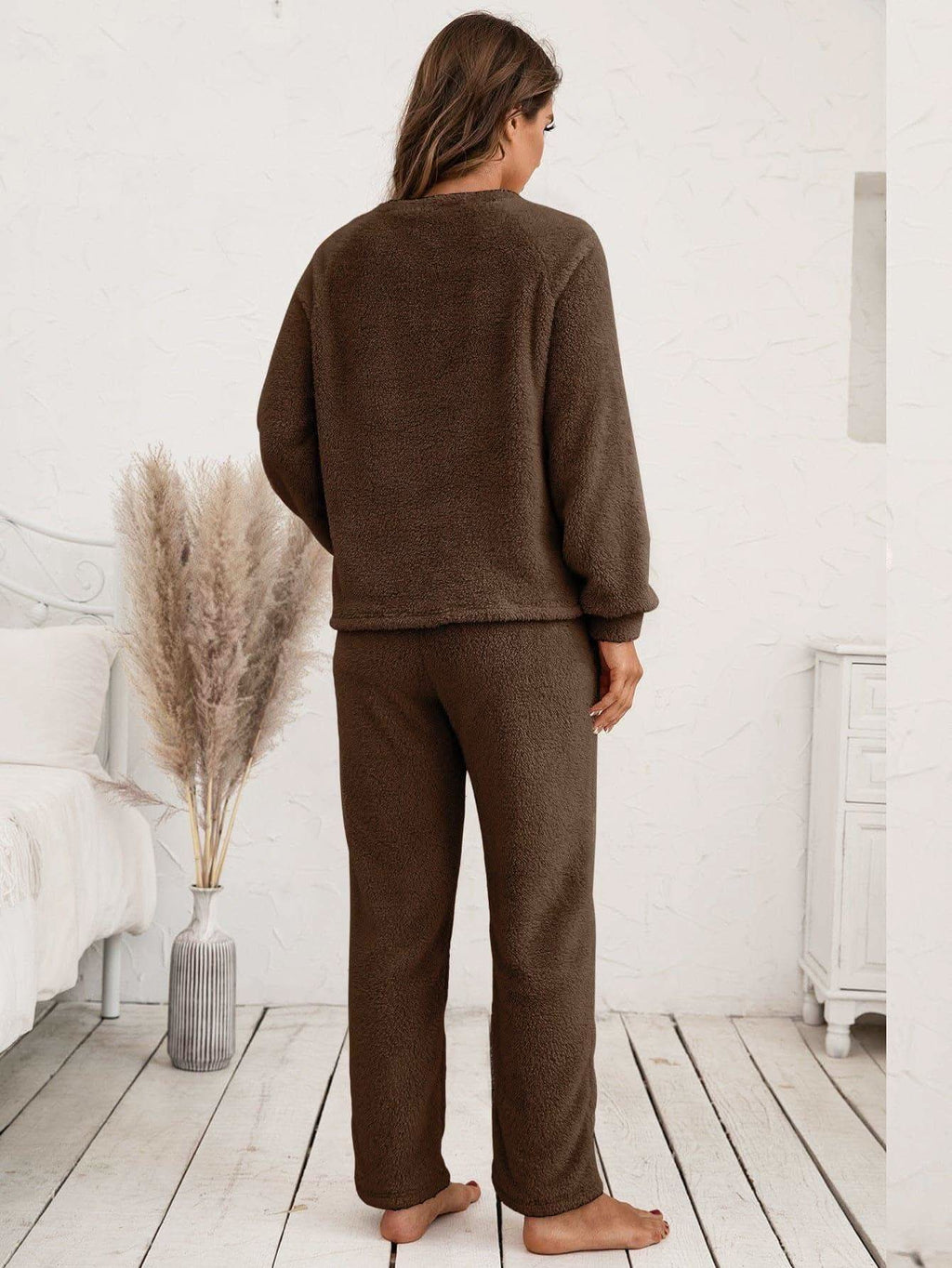 Teddy Long Sleeve Top and Pants Lounge Set in - photo
